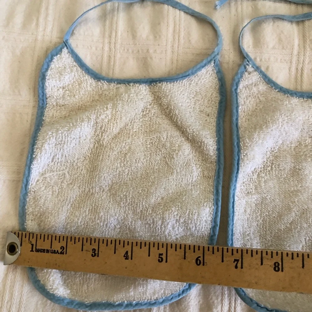 lot of 2 vintage cotton towel material bibs
